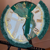 Geode style wall clock double sided