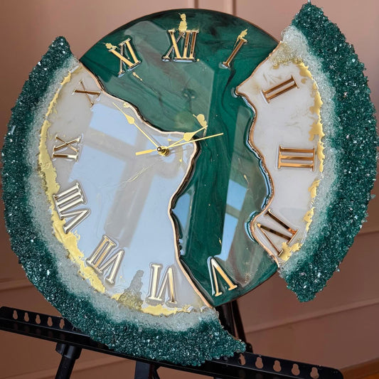 Geode style wall clock double sided