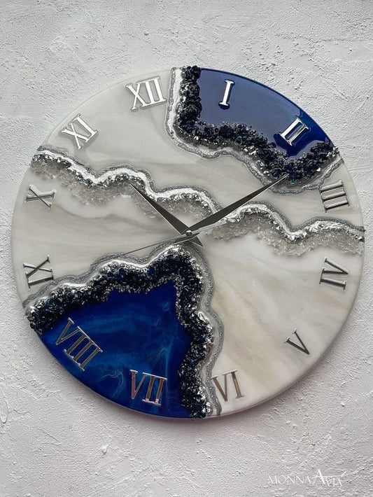 blue and off white clock